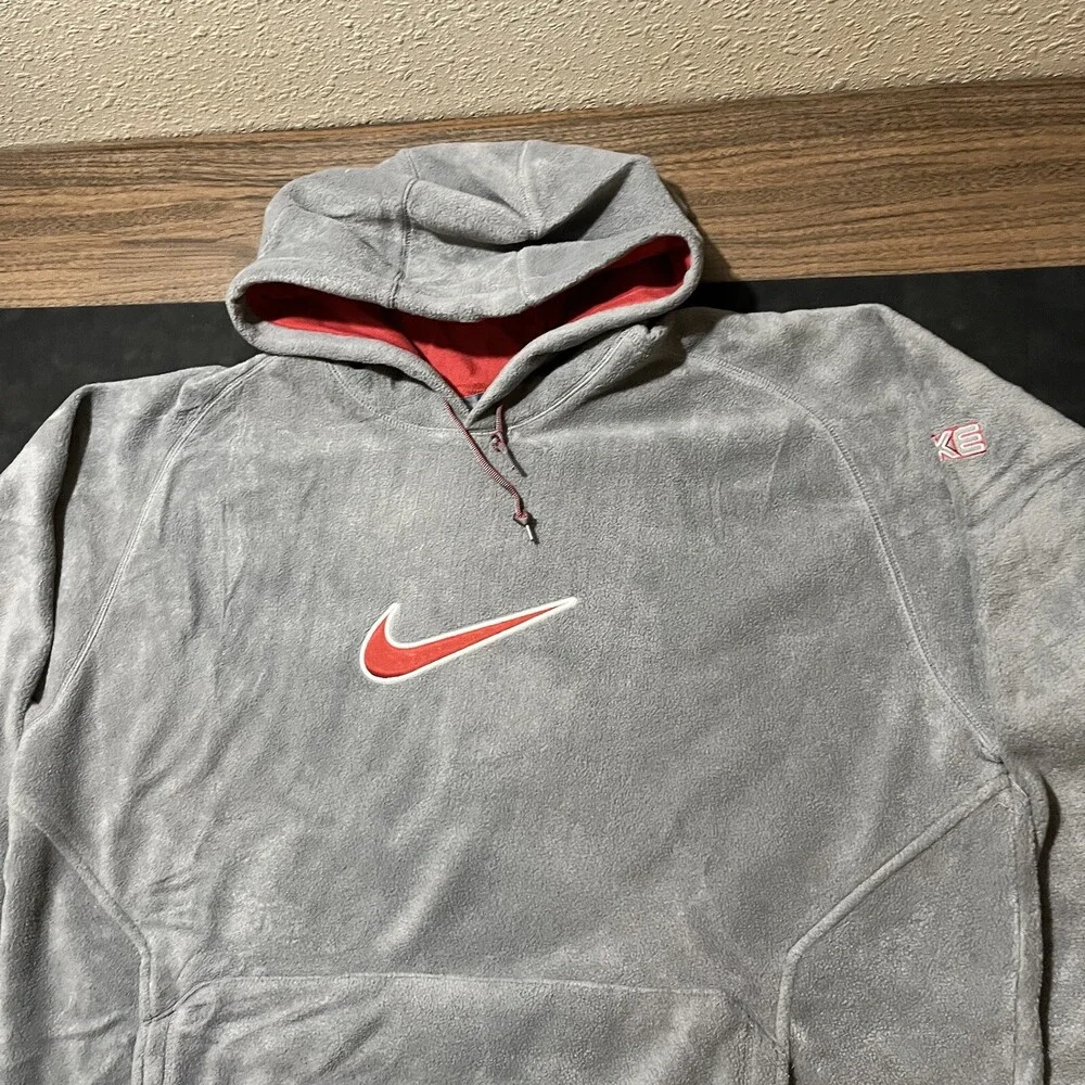 Nike Center Swoosh Hoodie Sweatshirt Velvet Vintage Velour Silver 90s ACG Hiking